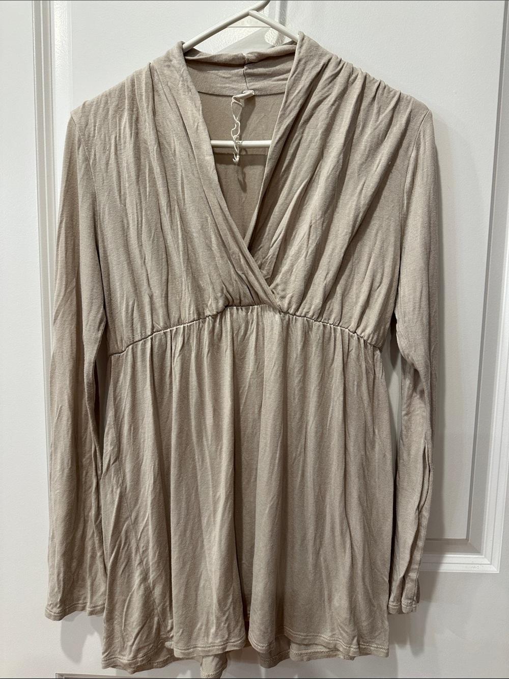 Pinkblush Beige Long Sleeve V-Neck Maternity Empire Tunic